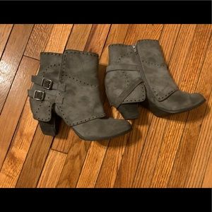 Not Rated gray buckle ankle bootie